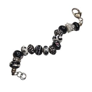 Black and White Beaded Bracelet Some Beads Marked 925 Silver